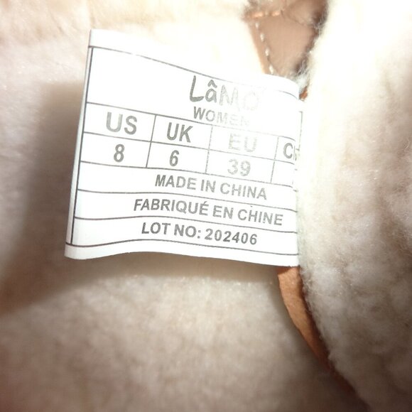 LAMO APRES women's boots size 8, tan, side zip, lace up, faux fur lining insole - Picture 9 of 15